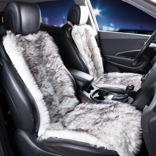 KAWOSEN Long Faux Fur Seat Cover, Artificial Plush Black Pink Car Seat Cover Universal , Winter Warm Car seat Cushion LFFS03
