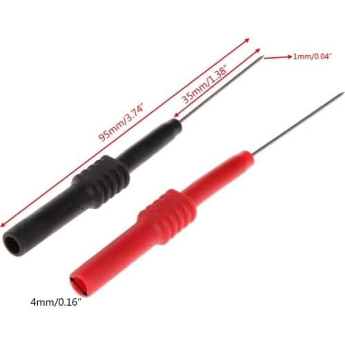 OOTDTY 2PCS Test Leads Pin L95mm Spring Test Probe Tips Insulated Test Hook Wire Connector for Multimeter Stainless Steel Needle