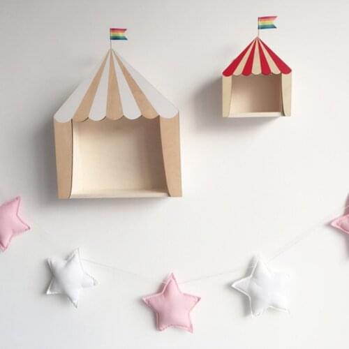 Wall Hanging Circus Cabin House Shelf Ornaments Hanging Storage Box Childrens Room Decoration Desktop Accessories