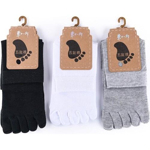 Unisex Toe Socks Men and Women Five Fingers Socks Breathable Cotton Socks Sports Running Solid Color Black White Grey happy Soks