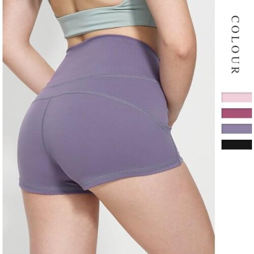 New Womens Comfortable Sport Yoga Shorts Hip Lifting Yoga Pants High Waisted Workout Shorts Quick Drying Fitness Running Shorts