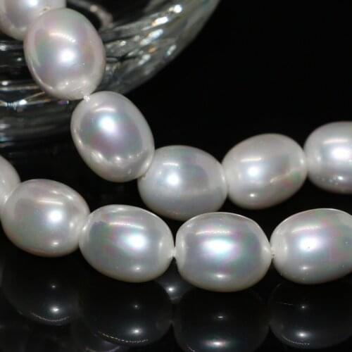New Bohemia Natural White Shell Pearl 12*15mm Rice Barrel Beads New Fashion Women Wholesale Price Jewelry Making 15inch B2282