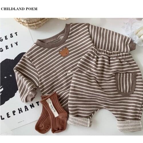 Baby Boys Clothes Newborn Baby Clothing Set Spring Stripe Casual Baby Outfits For Boy Sweatshirt Tops Pants Toddler Clothes Set