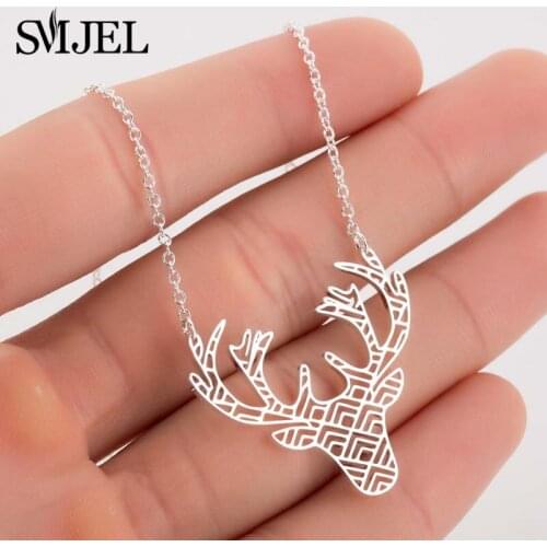 SMJEL Gold Color Geometric Animal Necklaces for Women Kids Round Pendant Necklace boho Jewelry Accessories Choker Wholesale