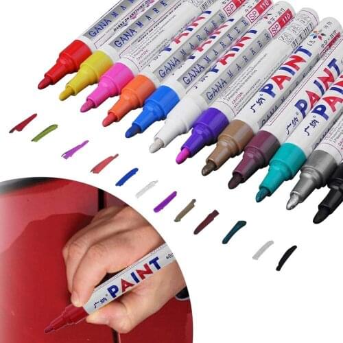 12 colors Waterproof Car Tyre Tire Tread CD Metal Permanent Paint Marker Graffti Oily Marker Macador Caneta Stationery