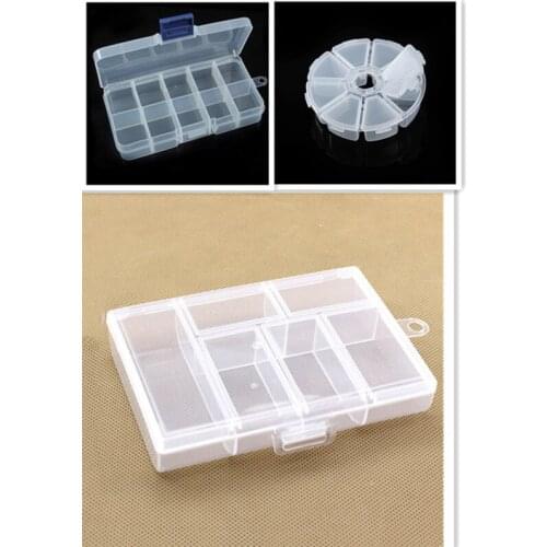 6/8/10 holes Plastic Storage boxes Slots Adjustable packaging transparent Tool Case Craft Organizer box jewelry accessories sale