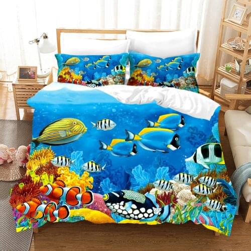 FIsh Uner The Ocena Beach Bedding Set Duvet Cover Sets Comforter Bed Linen Twin Queen King Single Size Dropship