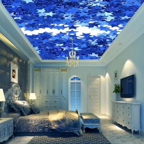 Drop Shipping Custom Wall Mural Custom 3D Stereo Blue Star Ceiling Decorative Mural Living Room Bedroom Store Roof Wallpaper