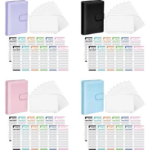 PU Leather Notebook Binder, 8 Clear Binder Pockets & 12 Expense Budget Sheets
