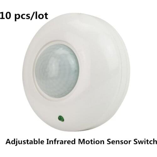 10pcs/lot 110V-240V Adjustable Body Infrared Motion Sensor Switch Movement Ceiling Infrared Sensor Detector Light Bulb Switch