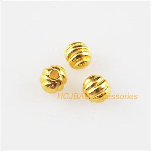 120 New Tiny Round Pumpkin Charms Gold Color Pendants Spacer Beads 4.5mm