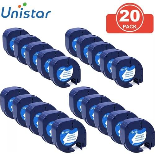 20PK Compatible for Dymo Letratag Plastic Label Tape LT 91201/91221/91331 12mm*4m for Dymo Letratag Label Maker LT-100H LT-100T