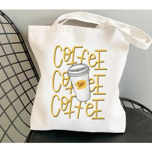 2021 Shopper Coffee Gilmore Girls Printed Tote Bag women Harajuku shopper handbag Shoulder shopping bag Lady Canvas Bag