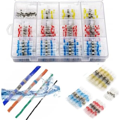 250Pcs Insulated Soldering Seal Terminals Wire Butt Connectors Waterproof Heat Shrink Tube Solder Sleeve For Automotive Marine