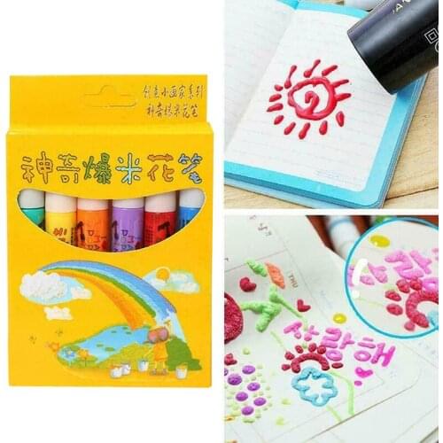 6 Pcs Magic Popcorn Pen 3D Art Safe for Greeting Birthday Cards Children SCVD889