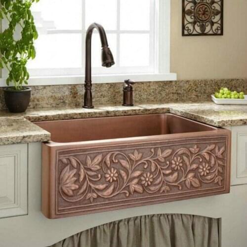 60*43*20cm With Drain Regtangular Copper Apron Front Kitchen Sink