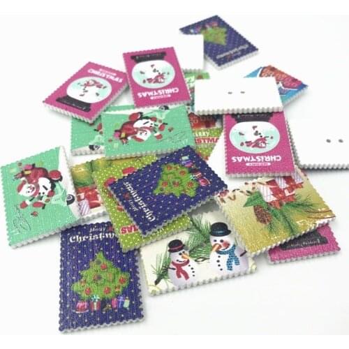 80pcs Wooden Christmas stamp Mixed Wooden Buttons Sewing Scrapbooking 34mm