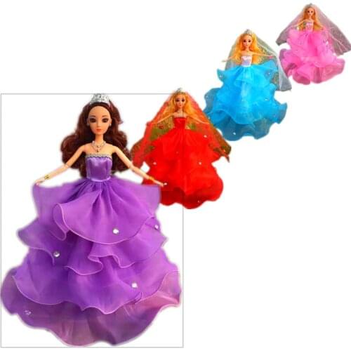 1/6 BJD Dolls Accessories Fashion Chiffon 4-Layer Wedding Dress for Barbie Doll Clothes Princess Party Gown Vestido Kids DIY Toy