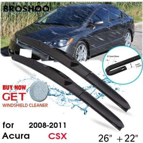 Car Wiper Blade Front Window Windscreen Windshield Wipers Blades Fit U Hook Arm Auto Accessories For Acura CSX 26"+22" 2008-2011