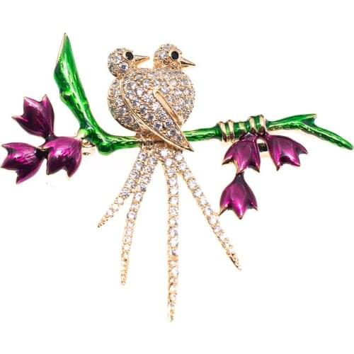 Cubic Zirconia Lovely Bird Brooch Broach Pin Pendant Women Jewelry Accessories XR0329