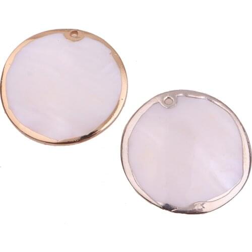 5Pcs/lot 35MM Nature Shell with hole 2MM Round Coin Shape Beads Charm Beads for earring Jewelry Accessory DIY Jewelry Making