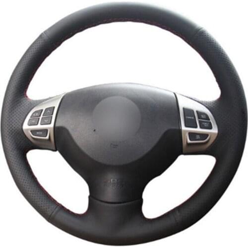 Top Leather Steering Wheel Hand-stitch on Wrap Cover For Mitsubishi Lancer EX Outlander ASX Pajero Sport