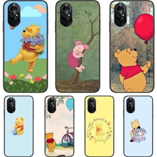 Winnie Pooh Bear Clear Phone Case For Huawei Honor 20 10 9 8A 7 5T X Pro Lite 5G Black Etui Coque Hoesjes Comic Fash design