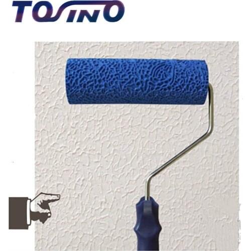 DIY 8 inches BX351-BX365 diatomaceous embossing cylinder thick coating drum tool with handle grip wood grain pattern roller 45