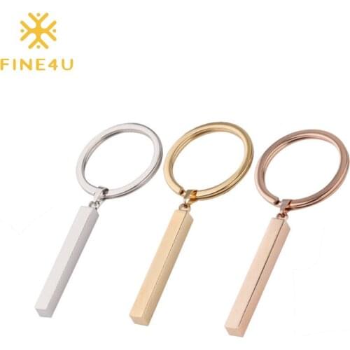 FINE4U E190 Stainless Steel Hoop Long Bar Drop Earrings Korean Style Bar Dangle Earrings Dainty Jewelry
