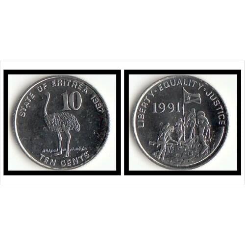Eritrea 10 cents 1997 edition Coins Africa New Original Coin Unc Collectible Real Rare Commemorative