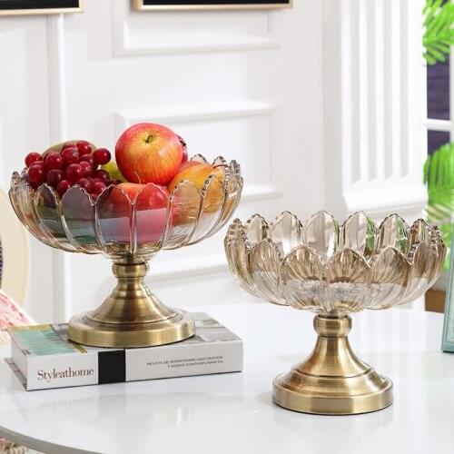 European Luxury Crystal Fruit Tray Creative Food Bowl Snack Plate Home Decoration Accessories Tabletop Furnishing Crafts
