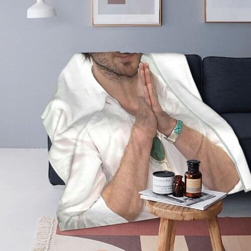 Ian Somerhalder Damon Salvatore Blanket Flannel Print Actor Multi-function Lightweight Throw Blankets for Sofa Office Quilt