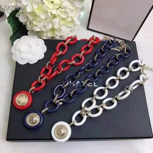 Hot Brand Pure 925 Sterling Silver Jewelry For Women Long Lock Neckalce Dark Blue And Red Pendant Party Necklace