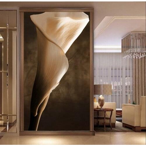 Customize Luxury 3d Tulip Entrance Hallway Wall Paper Metal Wallpaper Mural Meeting room Bedroom TV Sofa Background Home Decor