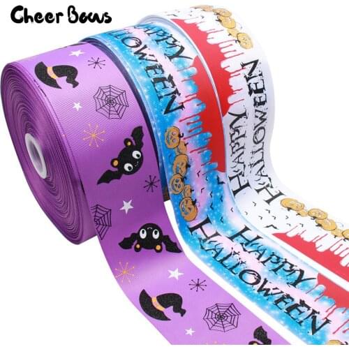 Halloween Grosgrain Ribbon 75mm Pumpkin Ghost Printed DIY Hairbow Clothes Material Gifts Packing Wrapping Wedding Party Ribbon