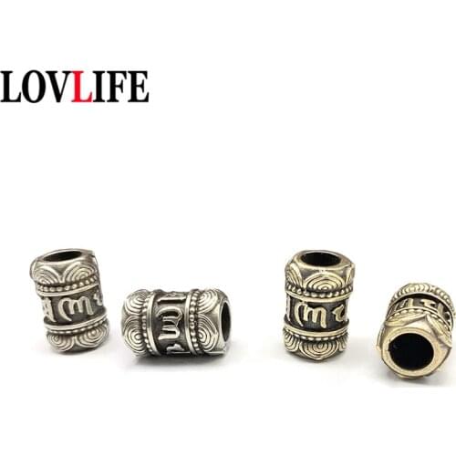 Brass Sanskrit Six Character Mantra Knife Beads Jewelry DIY Umbrella Rope Woven Lanyard Hangings Keychains Pendants Accessories