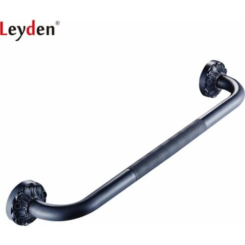 Leyden Wall Mounted Black ORB Bathroom Accessories Brass Straight Grab Bar Assist Safety Handle Bars Anti-slip Grip For Elder