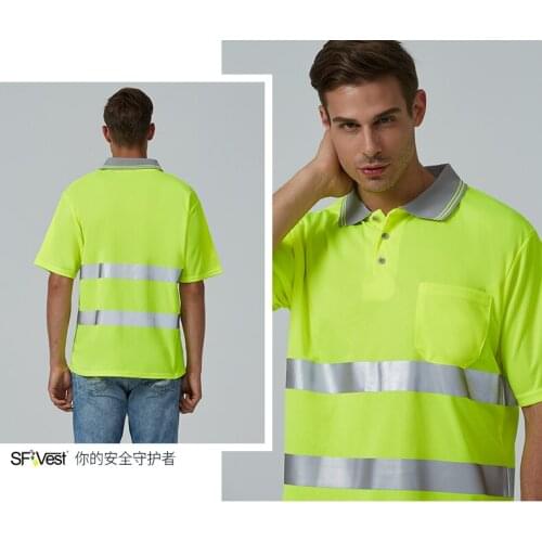 Can customize logo from 5pcs; high visibility reflective safety T-shirt; reflective polo shirt; safety short sleeve shirt fv31