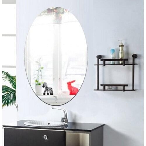 Wall Sticker 3D Mirror Effect Removable Rectangle Oval Background Decoration for Home JAN88