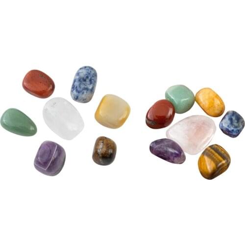 Natural Crystal 7 Chakra Stones Healing Energy Stone Ornament Set Tumbled Crafts M17D