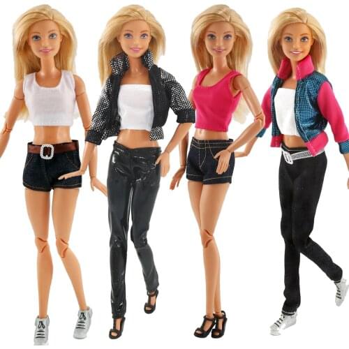 New Doll Clothes Dress Up Suit Jeans Mini Dress Casual Clothes Fashion Apparel for Barbie Doll Accessories Kid Girl Toy