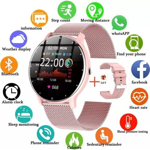 LIGE 2021 New Fashion Smart Watch Ladies Real-time Heart Rate Blood Pressure Sport Fitness Watch Men Woman Waterproof Smartwatch
