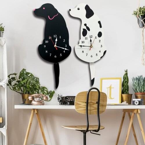Personalized New Diy Clocks Living Room Bedroom Acrylic Wagging Tail Dog Home Mute Creative Wall Clock