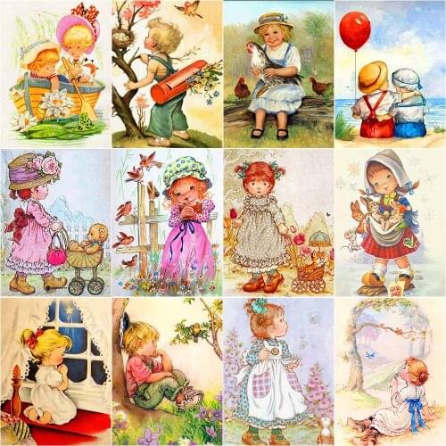 Full Square Diamond Painting Cartoon Girl Boy Couple Cross Stitch Diamond Embroidery Portrait Mosaic Handicraft Home Decoration