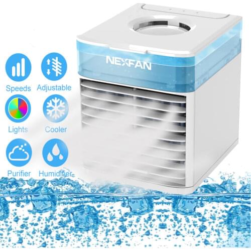 Mini Air Cooler Portabel Air Conditioner for Room Personal 3 Speed Air Cooling Fan 7 Colors LED Light for Home Office Camping