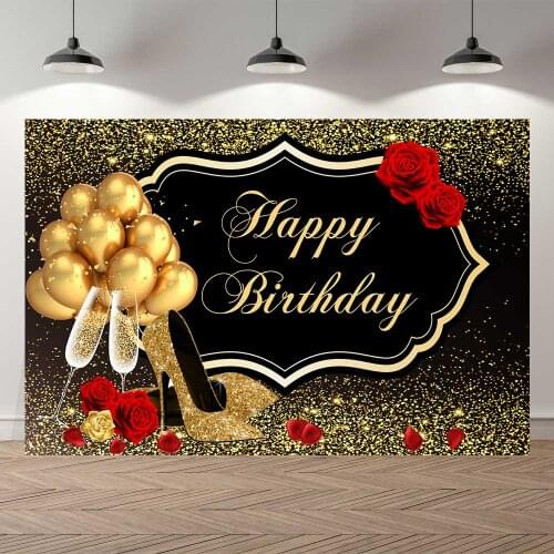 Seekpro Adult Woman Birthday Party Backdrop Children Boys Glitter Rose Balloon Stars Bokeh AbstractCelebrating Photo Background