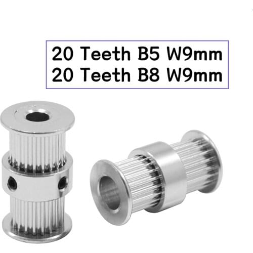 GT2-20T Double head Bore: 5mm/8mm and width : 10mm Synchronous wheel 3D Printer Part Timing pulley 2 GT for 3d print For Reprap