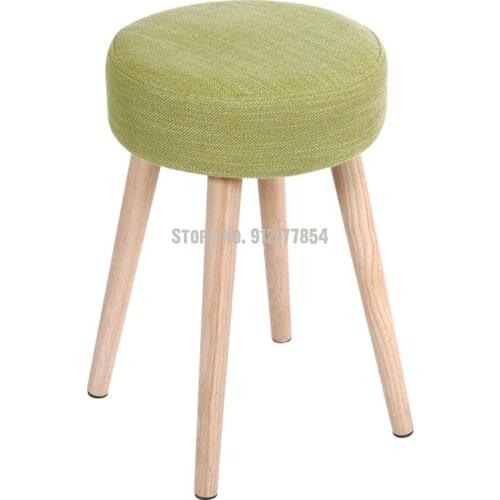Solid wood dressing table chair stool girls bedroom net red ins home dormitory small bench round stool simple