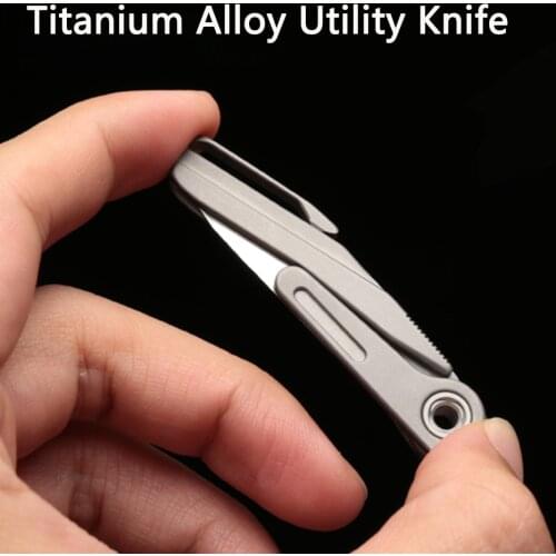 Titanium Alloy Mini Utility Knife EDC Portable Keychain Knife Outdoor Box Knife Scalpel Blade