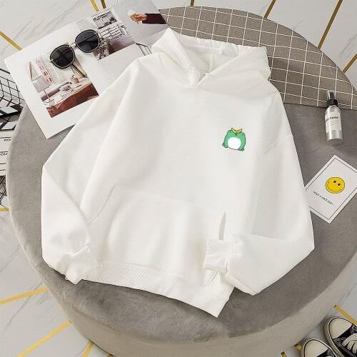 Cartoon Frog Banana Print Hoodie Oversized Sweatshirt Leisure Vintage Graphic Sweatshirt Plus Size Hooded Sweatshirts for Women